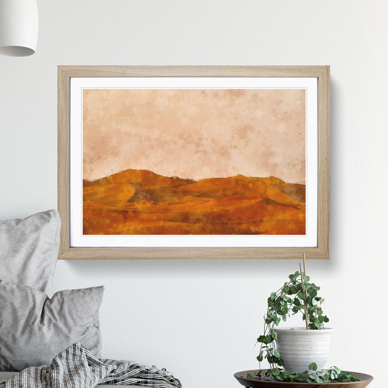 The Desert Vol.2 - Picture Frame Graphic Art, 48cm H x 65cm W x 2cm D, Oak