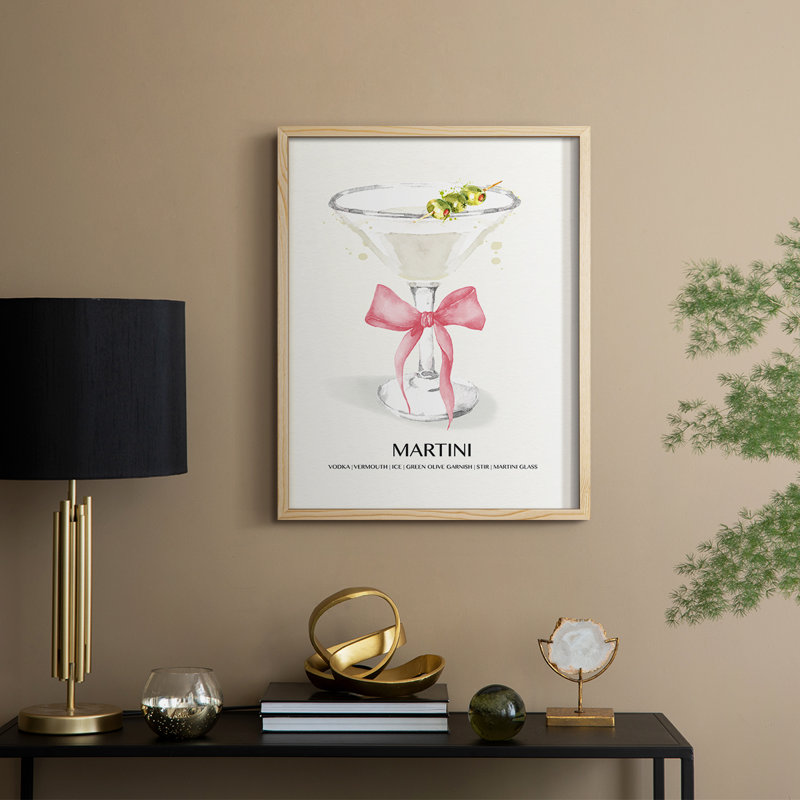 Reproduction encadrée Martini Bow - bois massif, Naturel, H 15 po x l 12 po
