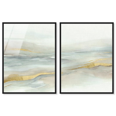 «Whispering Tides - Ira Colmeva», grand imprimé 2 pièces encadré par Art Remedy, cadre noir, 33 x 44