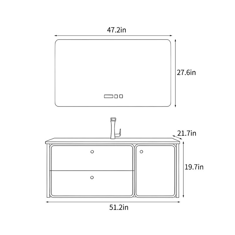 Armoire de salle de bain moderne et élégante, H 19,7 po x l 51,2 po x P 21,7 po, Rose