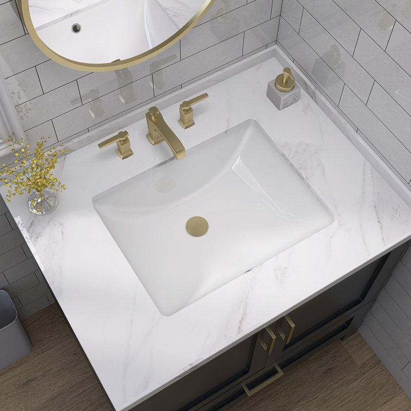 20.5 In. Undermount Rectangular Bathroom Sink W/ Overflow In White Vitreous China Undercounter Single Basin Vessel Sink