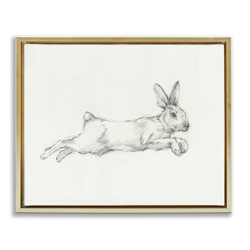 Art mural sur toile flottant, "Saut de lapin" par Ethan Harper, H 25 po x l 31 po, Cadre flottant métallique doré