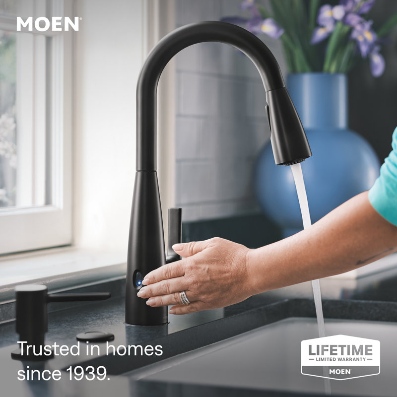 Haelyn Touchless Single-Handle Pulldown Sprayer Kitchen Faucet with MotionSense Wave and Power Clean, Matte Black 1
