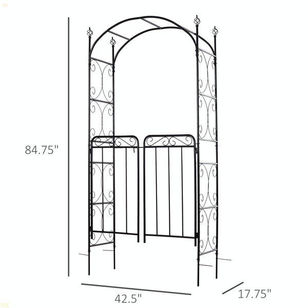 Astoria Grand Outsunny 84" Garden Arch Arbour With Gate, Metal Arch ...