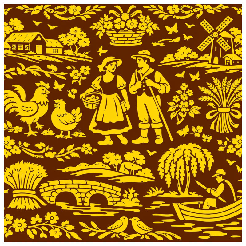 Coussins décoratifs Folk Art Village, 26 x 26 inches