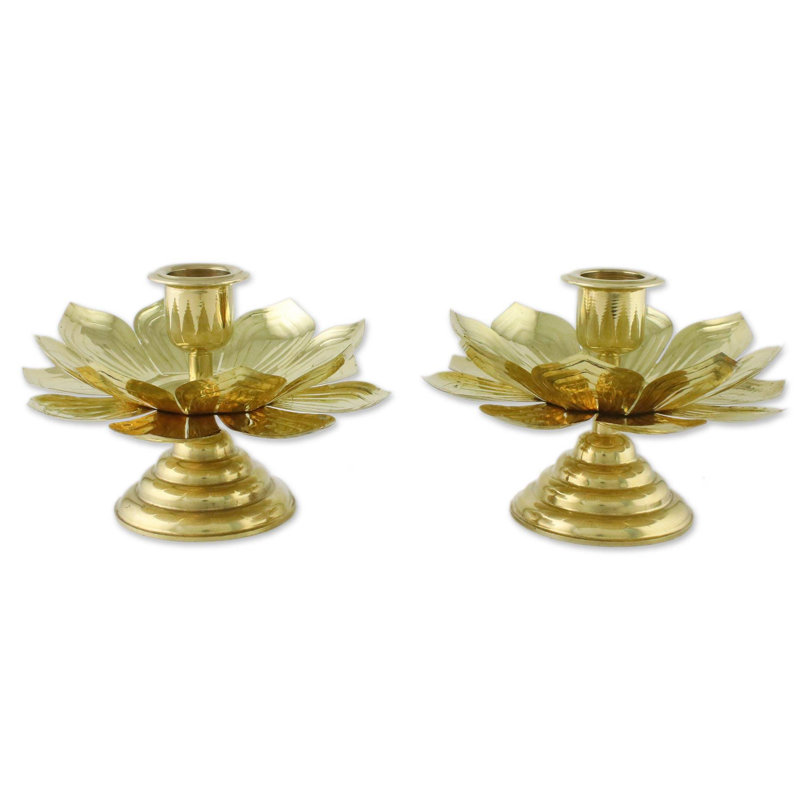 Chandelles lumineux lotus en laiton