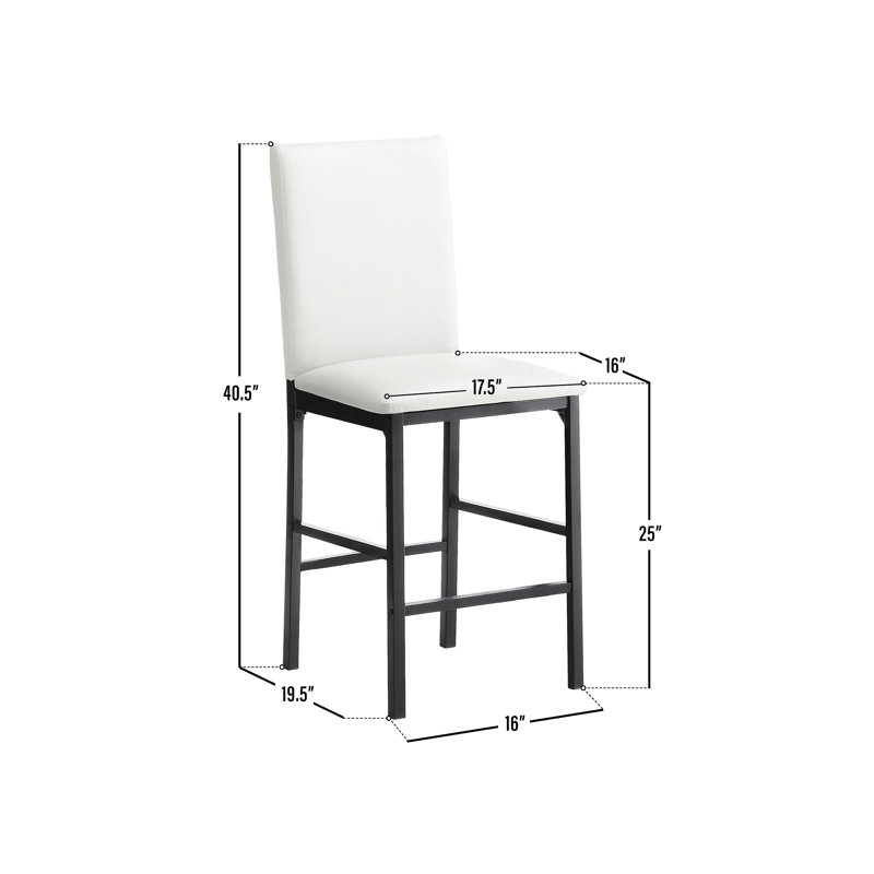 Amaro Upholstered Counter Stool with Metal Frame, White