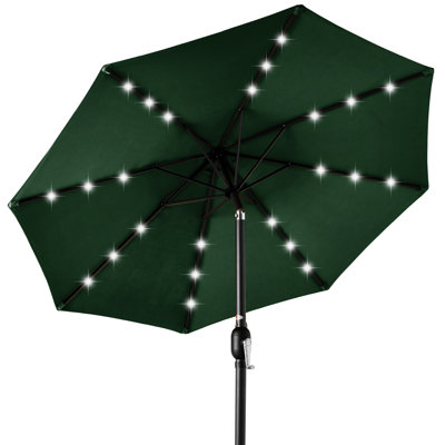 Shearer 10ft Solar LED Lighted Patio Umbrella w/ Tilt Adjustment, UV-Resistant Fabric