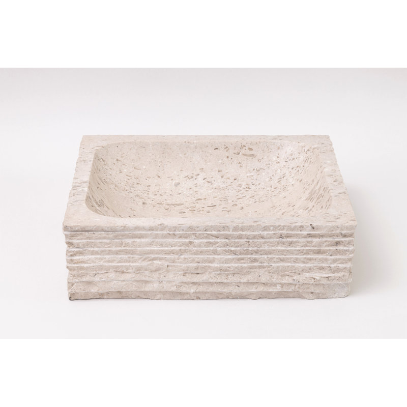 Laguna Marble 14'' Brown And Beige Marble Rectangular Bathroom Sink