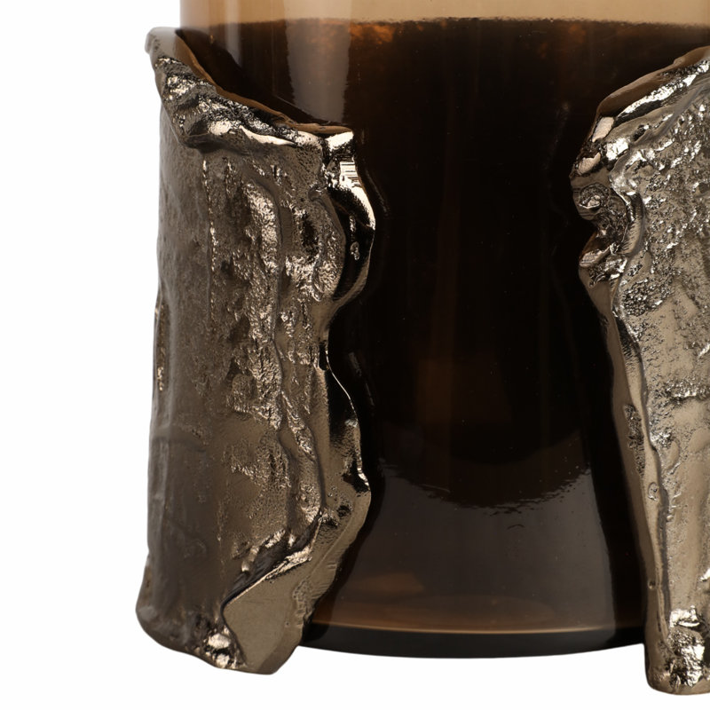 Sagebrook Home 12" Maputo Medium Candle Holder Glass, Brown, 12" H x 6" W x 6" D