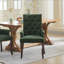 Chaise de salle à manger rembourrée en tissu de chenille, pieds courbés en bois massif, élégante chaise de salle à manger avec accoudoirs pour salle à manger club, paquet simple, SW1895OL-2106245217