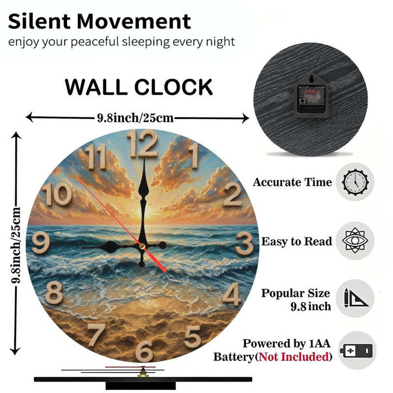 Horloge avec chiffres et coucher de soleil