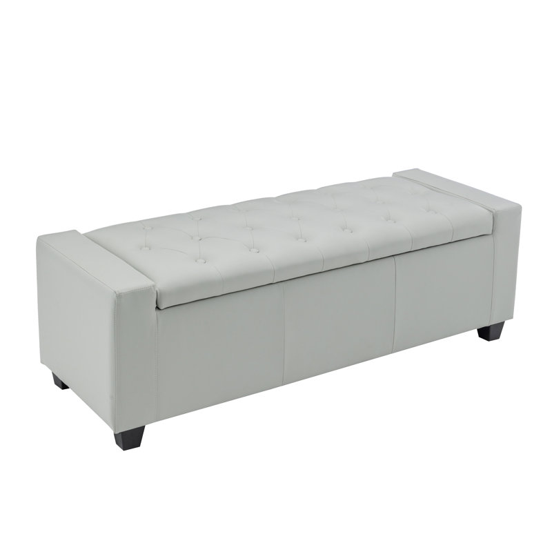 Corneshia Faux Leather Upholstered Storage Bench, Gray