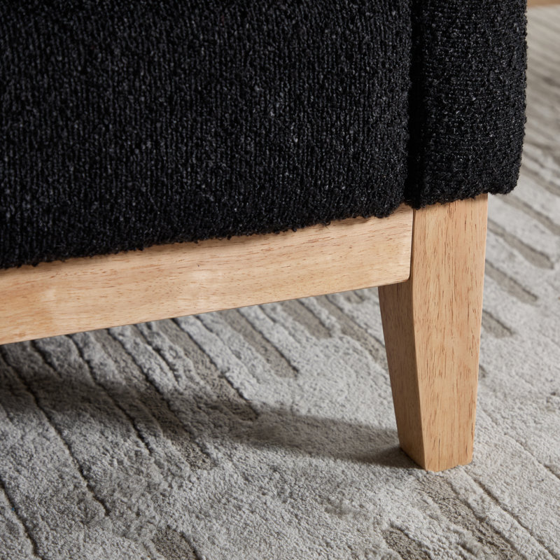 Chaise d'appoint rembourrée avec 2 coussins, Bois naturel, Noir