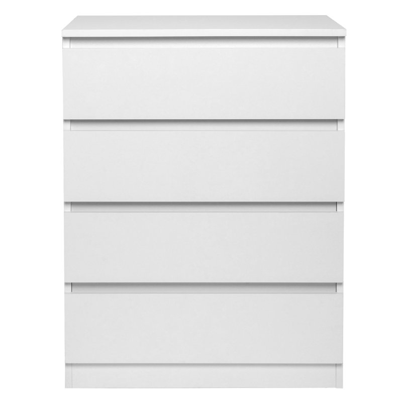 White 4-Drawer Tall Dresser with Cut-Out Handles