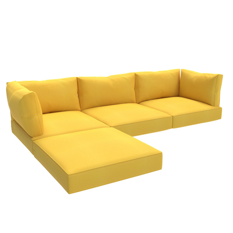 Sunbrella Outdoor Sectional Sofa Replacement Cushions Set, 5 Inch, Canvas Sunflower