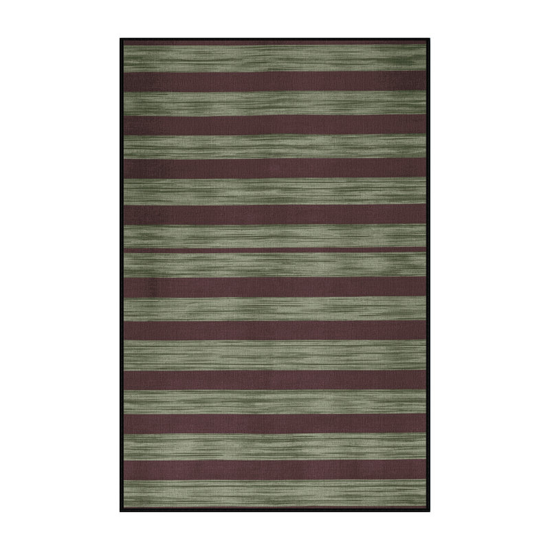 Machine Washable Horizontal Stripes Black Area Rug, Rectangle 4 pi x 6 pi