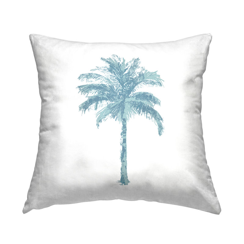 Casual Blue Palm Tree Nature Printed Throw Pillow Design By Kristen Drew