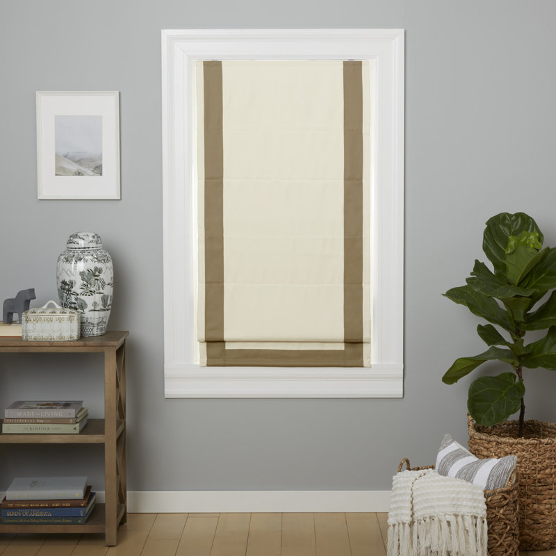 Frontera Blackout Roman Shade, Natural/Taupe, 27"W x 64"L