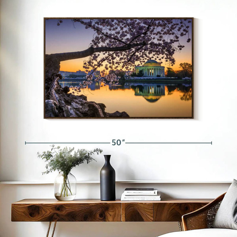 Printemps Washington DC, Cadre flottant noyer, 40 po x 27 po