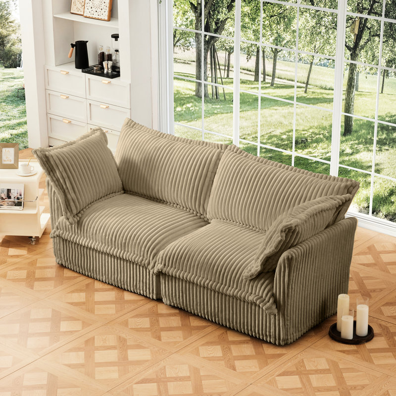 Corduroy 2 pour le confort - siège profond, coussin rembourré et housse amovible, siège intérieur confortable, moderne, camel