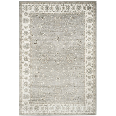 Setser Garden Viscose Oriental Rug in Gray/Beige