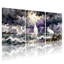 Ensemble de 3 tableaux sur toile tendue « Hérons dans un ciel orageux ».-1270926742