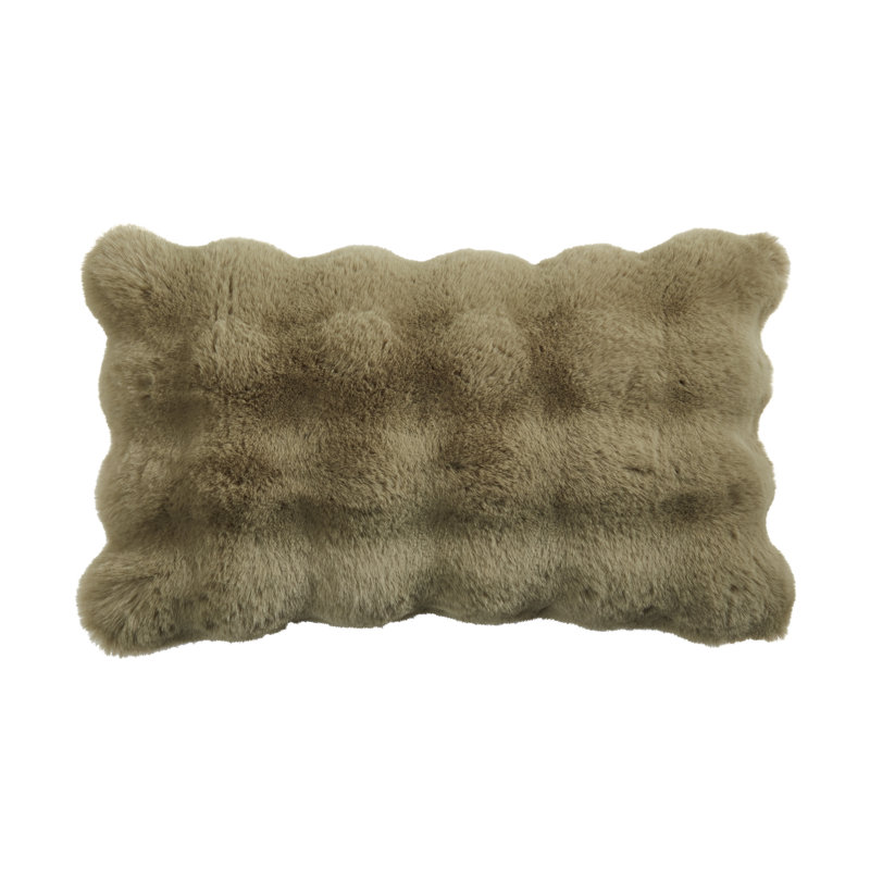 Cozy Bubble Faux Fur Pillow Cover, No Insert, Rectangle 12" H x 20" W, Sage