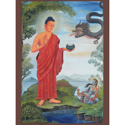 Bouddha Newari avec Nagraja (Thangka brocart)