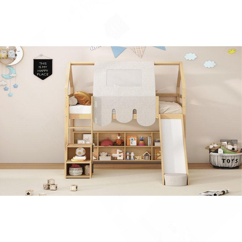Cadre simple en forme de maison avec tente, format naturel + beige, Natural/Gray