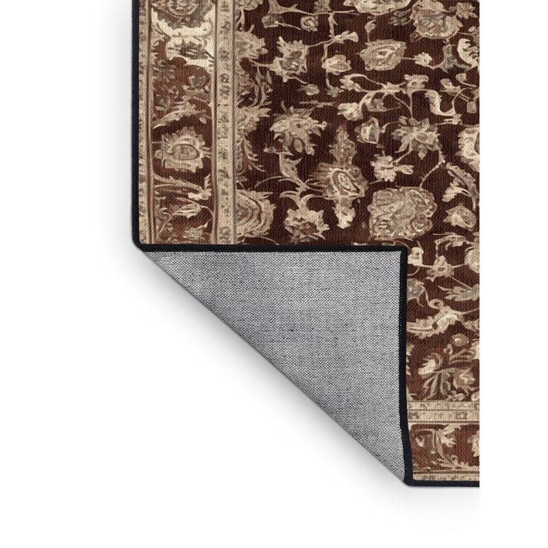Tapis brun lavable à la machine, Rond 4 pi