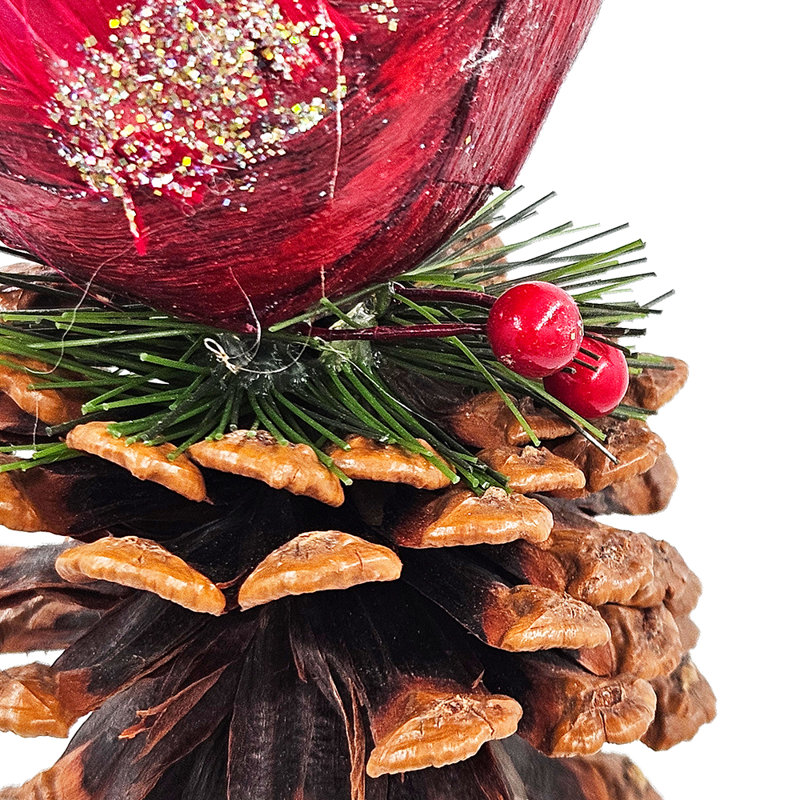 Keerthan Cardinal on Pinecone Set of 6 5" x 3.5" x 6.5" Red/Brown