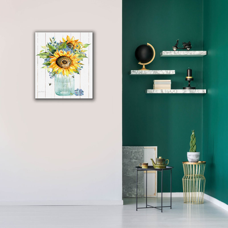«Sunshine Sunflowers B» par Jean Plout, art mural sur toile, H 30 po x l 26 po