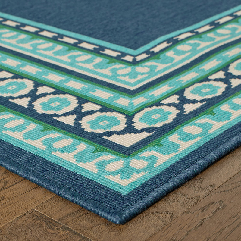 Lark Manor Deltana Teal/Blue/Green/White Indoor / Outdoor Area Rug ...