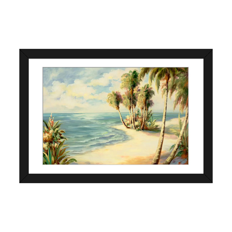 «Tropical VIII», reproduction sur toile, H 24 po x l 32 po x P 1 po, Papier d'art encadré noir, Blanc