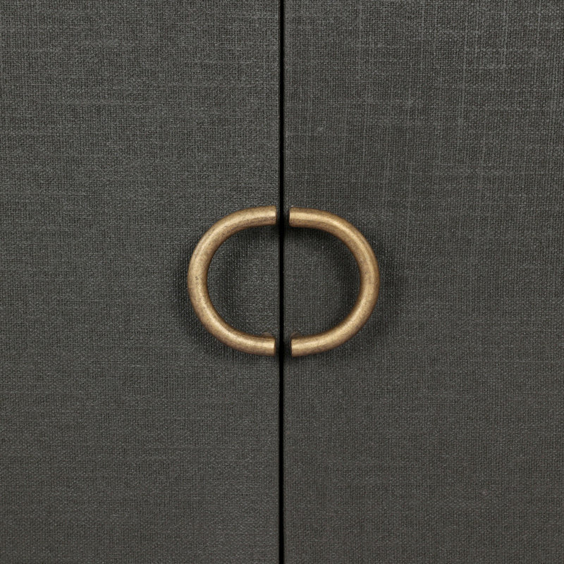 KIRAN Nightstand, Dark Green Lacquered Linen/Amber Oak Veneer