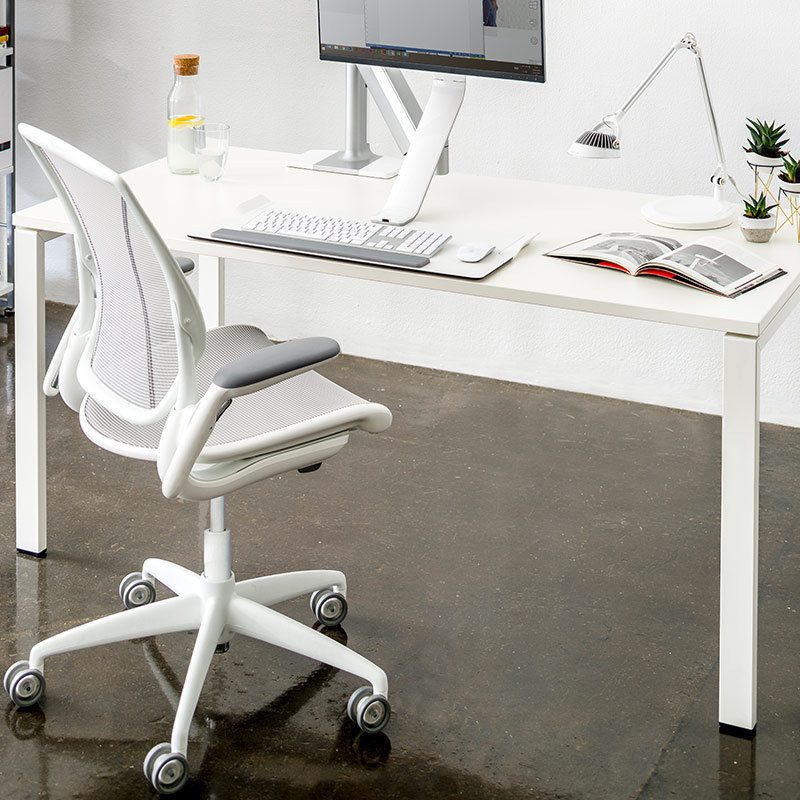 World Mesh Task Chair, Fixed, White, White