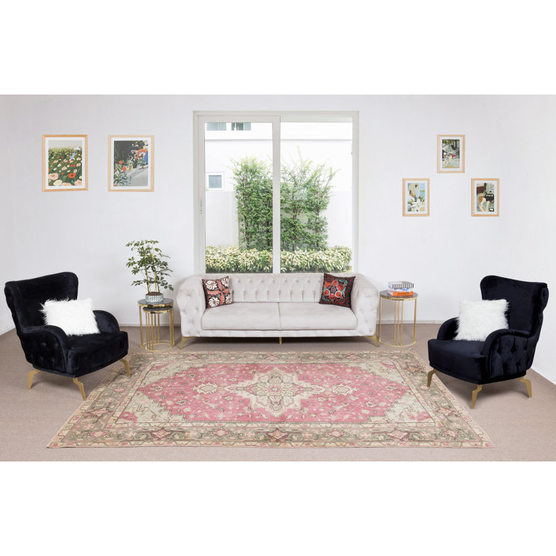 Tapis turc fait à la main, tapis avec motif médaillon, 100% laine