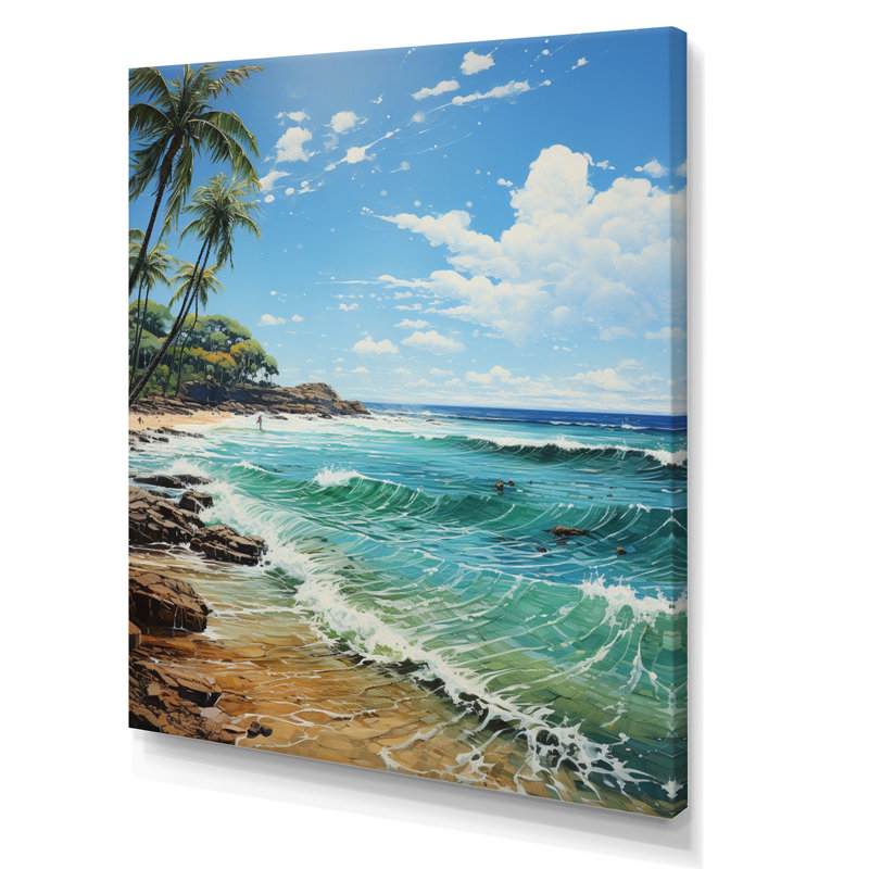 «Abruzzino Beach Tropical Paradise Pointillism IV», reproduction sur toile tendue, H 20 po x l 12 po x P 1 po