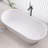 71" W Freestanding Stone Resin Soaking Bathtub with Drain Pipe