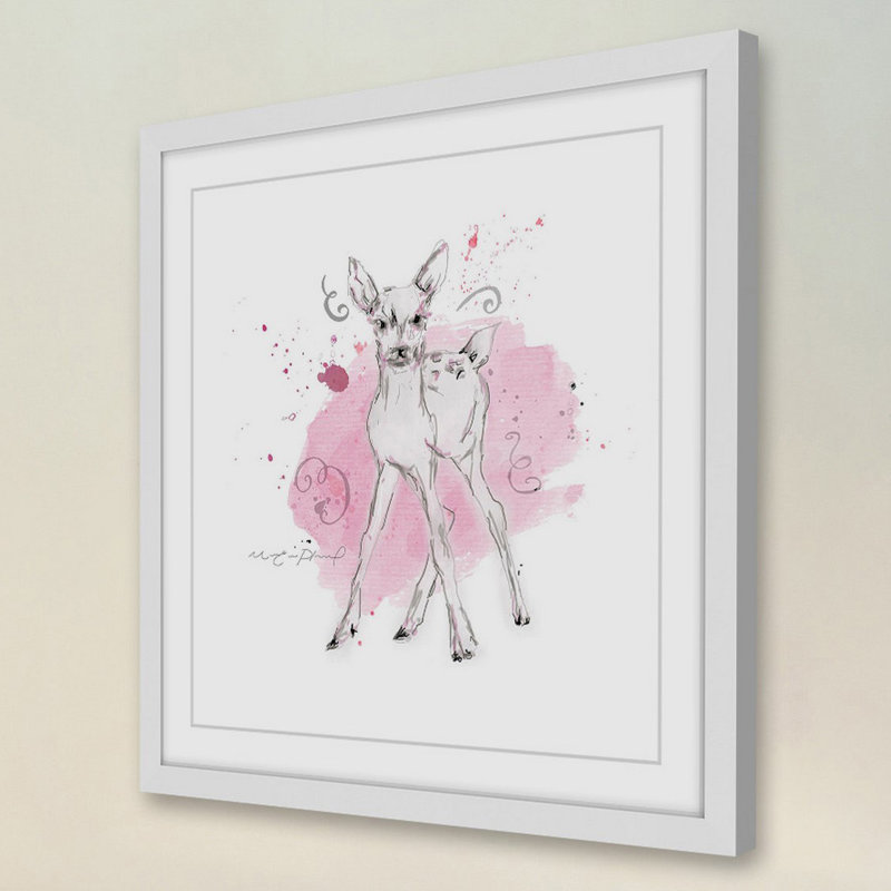 «Cerf Bebe», reproduction encadrée, H 24 po x l 24 po x P 1,5 po