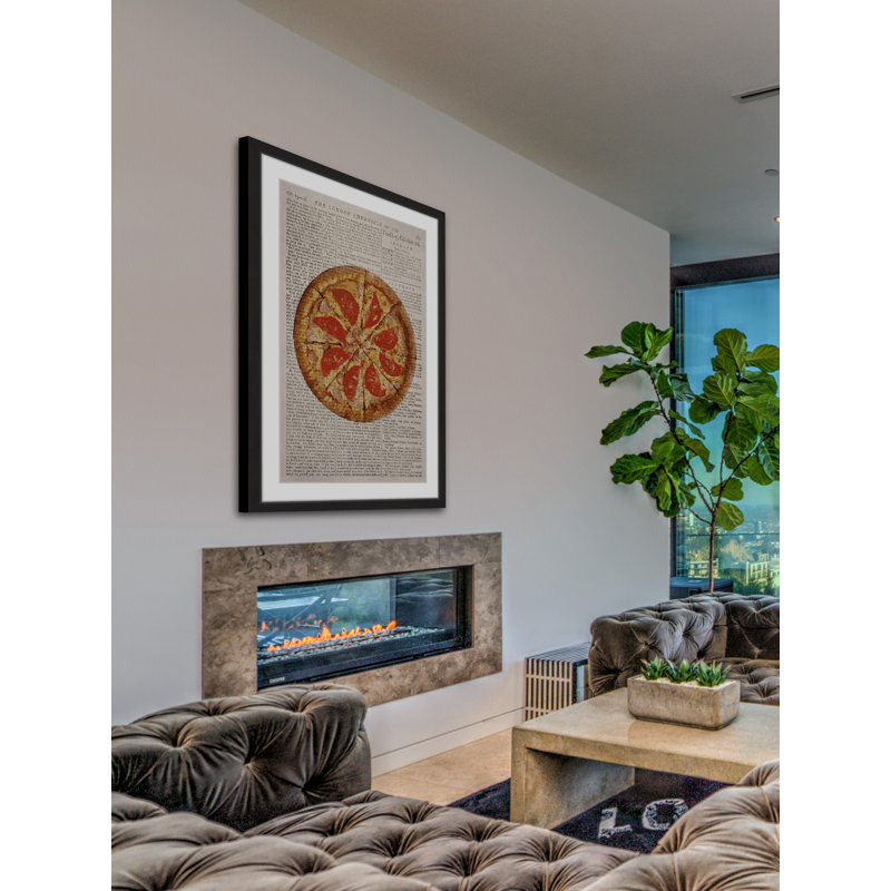 « salami pizza », reproduction d’art encadrée, H 18 po x l 12 po x P 1,5 po