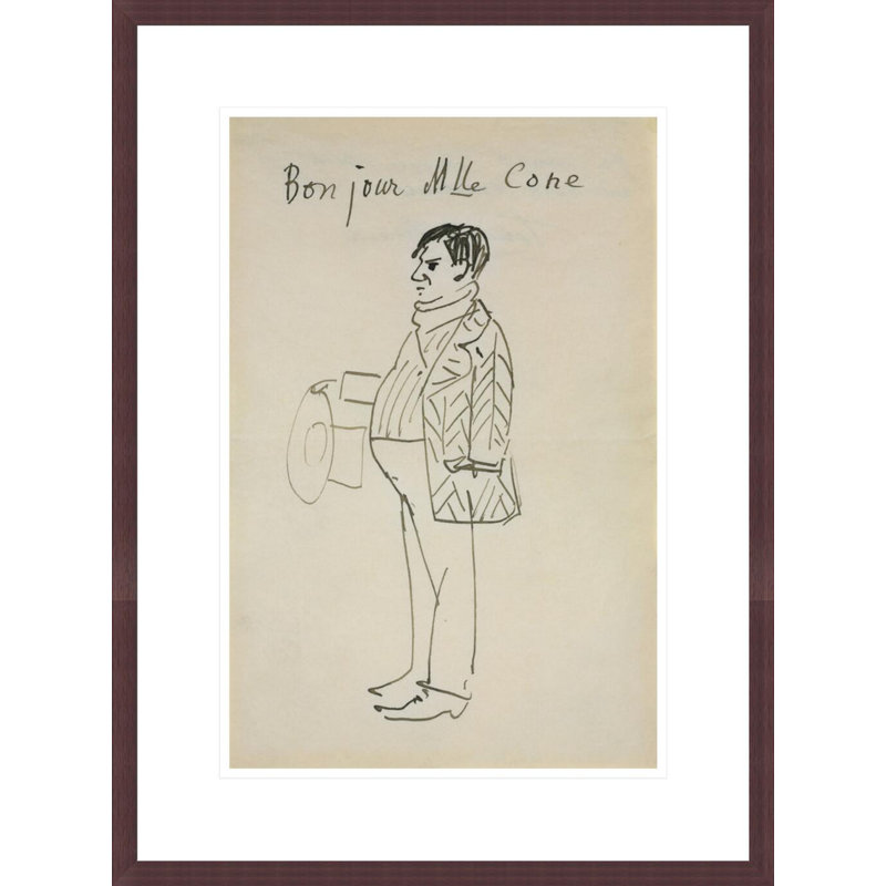 Autoportrait (Bonjour Mlle Cone) par Pablo Picasso, impression giclée encadrée, H 21,75 po x l 16,25 po