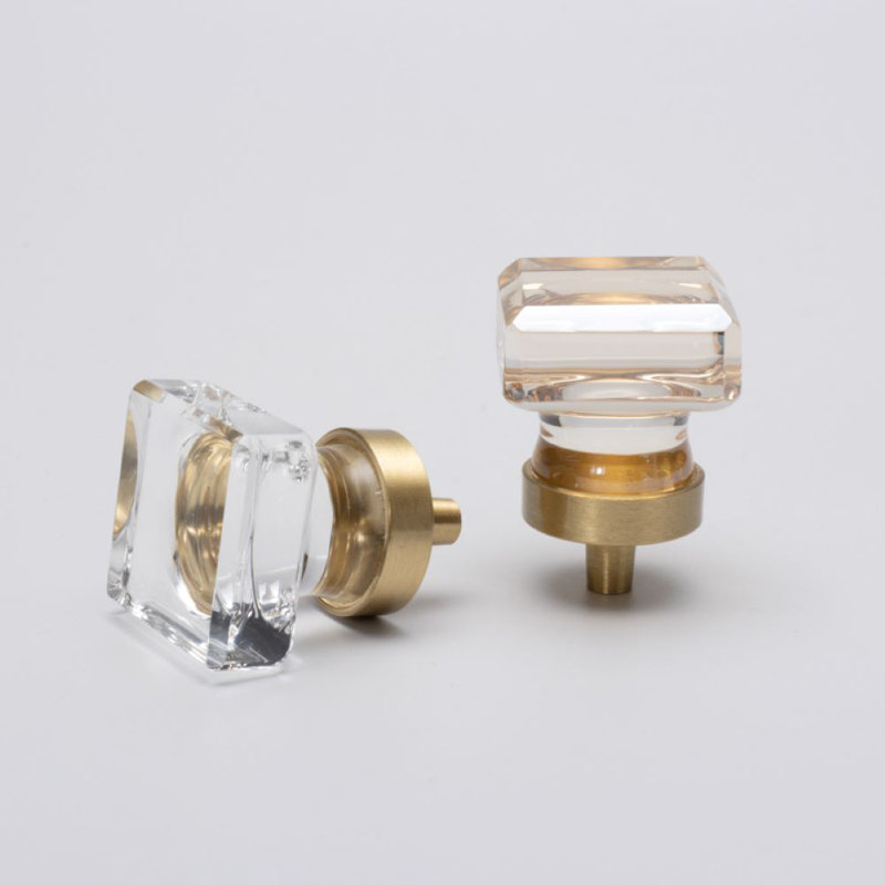1" Square Clear Glass Knob