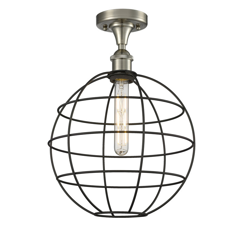 Ariyauna Semi Flush Mount, 16" H x 12" W x 12" D, Satin Nickel