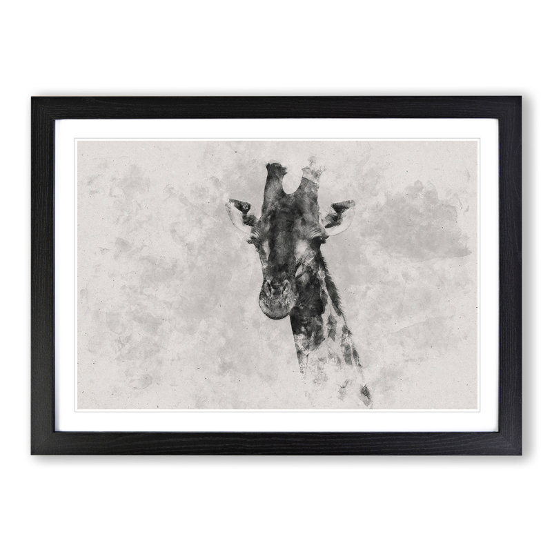 Giraffe Vol.3 - Picture Frame Painting, Black Framed, 65cm H x 90cm W x 2cm D