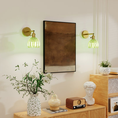 Armed Wall Sconce 60W with Tulip Glass Lampshade Bathroom Vanity Light Flower Lamp for Bedroom Living Room, Hallway