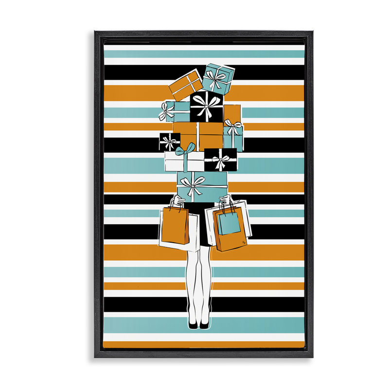 Toile flottante empilée encadrée par Martina Pavlova, H 25 po x l 17 po, Cadre flottant noir de jais