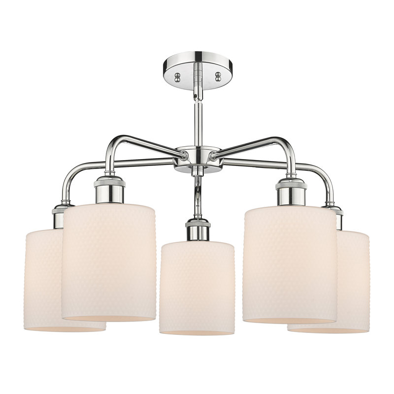Lustre tambour 5 lumières en acier à intensité variable Dublin, Chrome poli