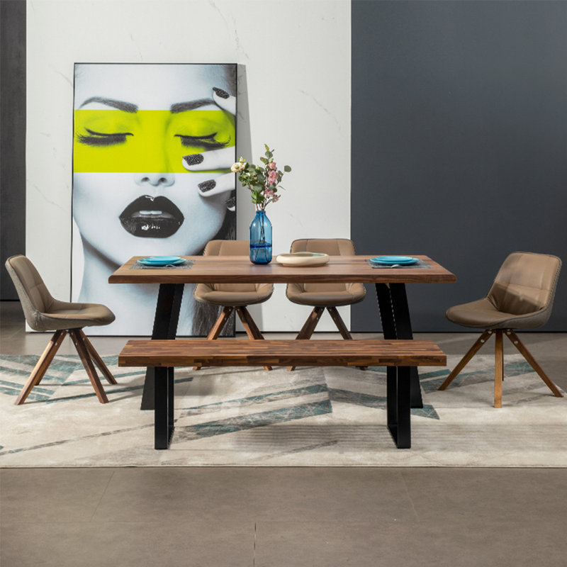 Nordic style solid wood dining table, 29.5"H x 62.9"L x 34.6"W